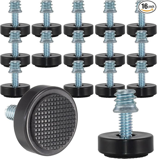 1/4-20 Adjustable Furniture Leveler, 16 Pack Rubber Leveling Feet Screws in