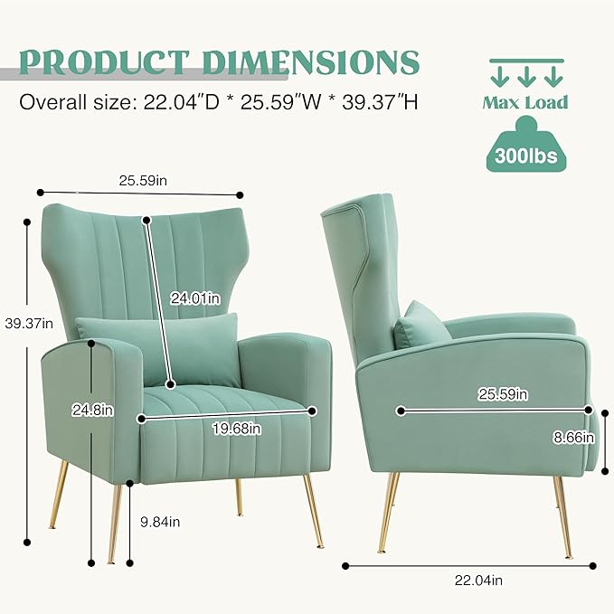 Modern Accent Chair Upholstered Living Room Chair, High Back Arm Chair