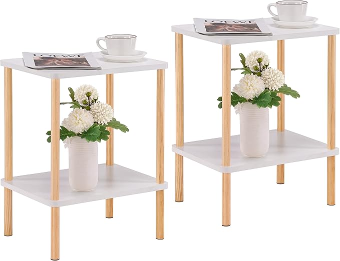 Apicizon 2 Tier End Table Set of 2, Small Side Table