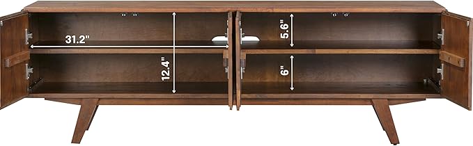 NTC Sapa Mid-Century Modern Solid Wood TV Stand 4-Door Media Console