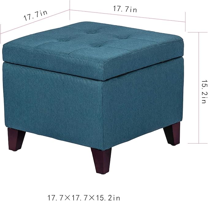 Adeco Square Fabric Storage Ottoman