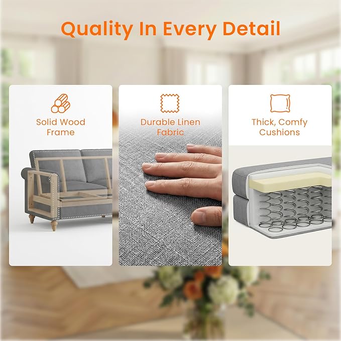 2 Piece Living Room Sofa Sets, Modern 3 Seater Couch and Armchair Sets