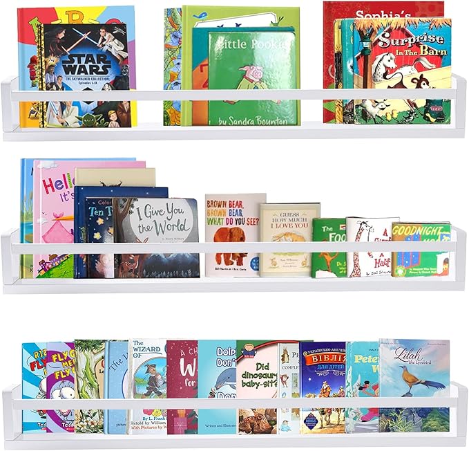 AZSKY Classic Nursery Book Shelves White Wall Book Shelves Kids Bookshelf