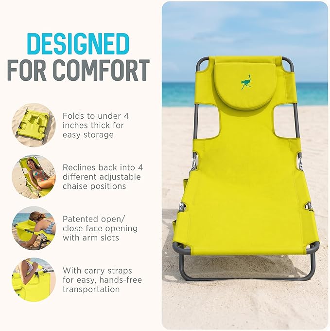 Ostrich the Original Chaise 72 x 22 Inch Lounge Portable Reclining Lounger