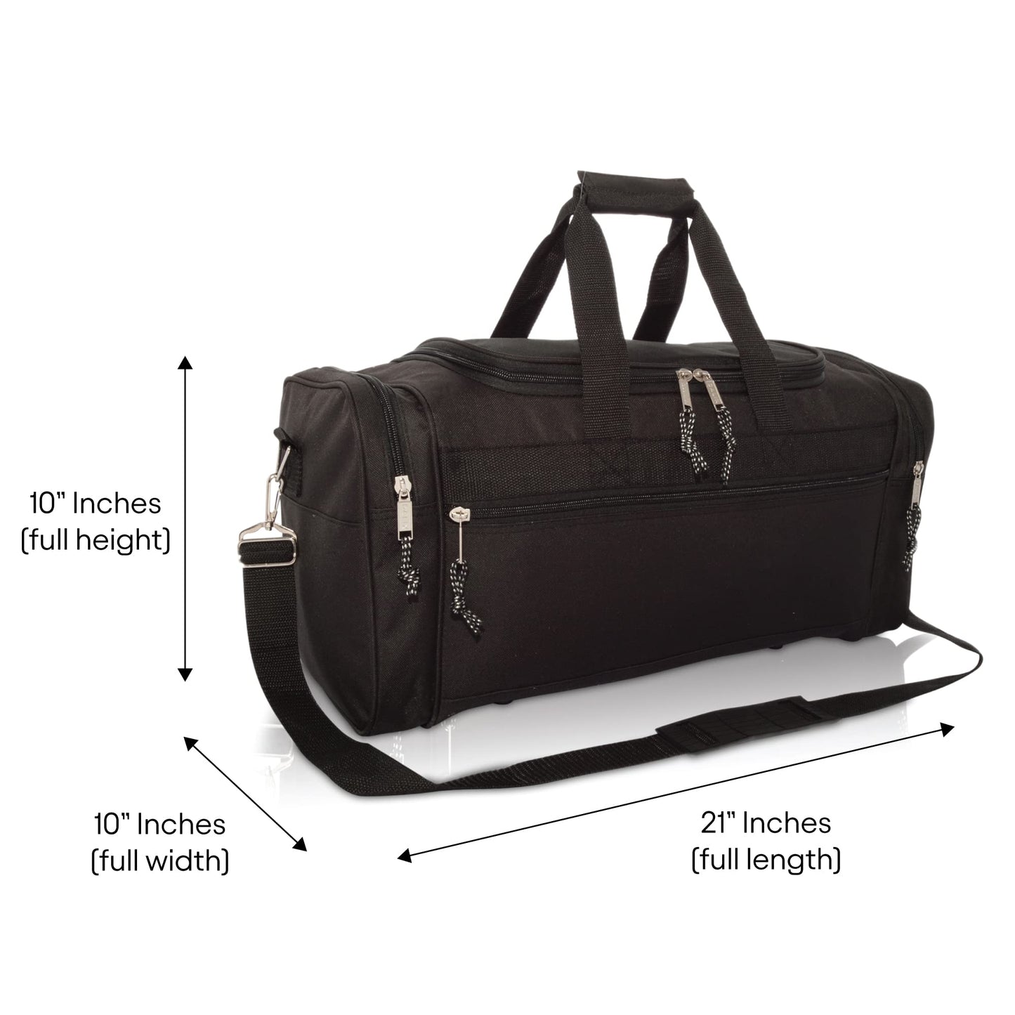 DALIX 21" Blank Sports Duffle Bag Gym Bag Travel Duffel Adjustable Strap in Black