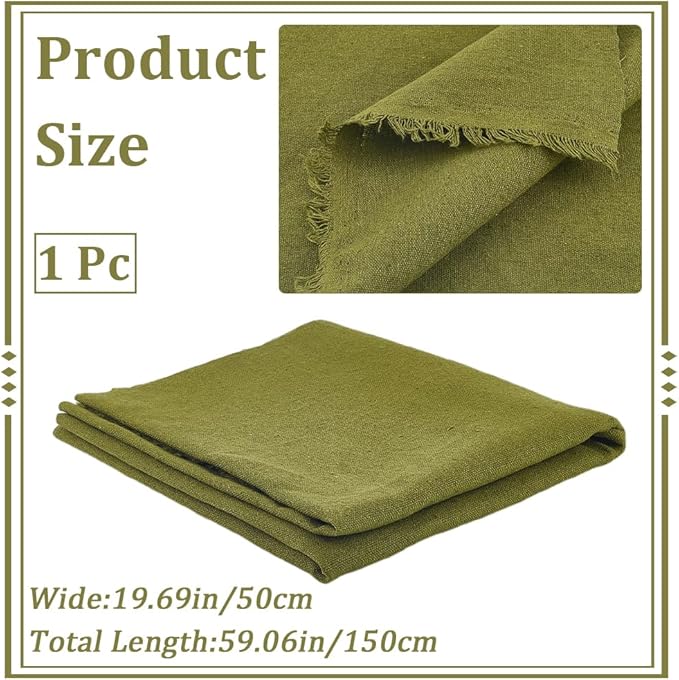 59.06 Inch Sage Green Linen Embroidery Fabric Needlework Cloth Soild Fabric