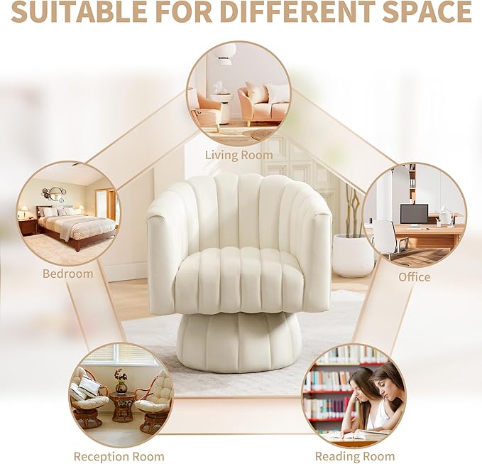 Swivel Accent Barrel Chair Set of 2- Cute Comfy Small Round 360° Arm Chair