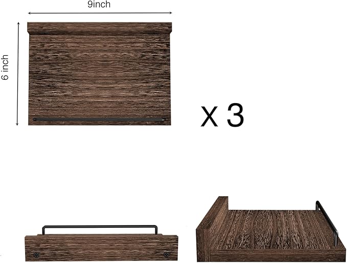 RYOFOBETTO Small Floating Shelf, 6 X 9 Inches Farmhouse Wall Shelves