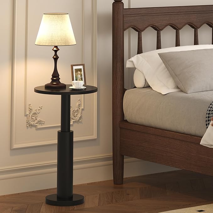 LAATOOREE Small Round Side Table, Accent Drink Coffee Table, Pedestal End Table