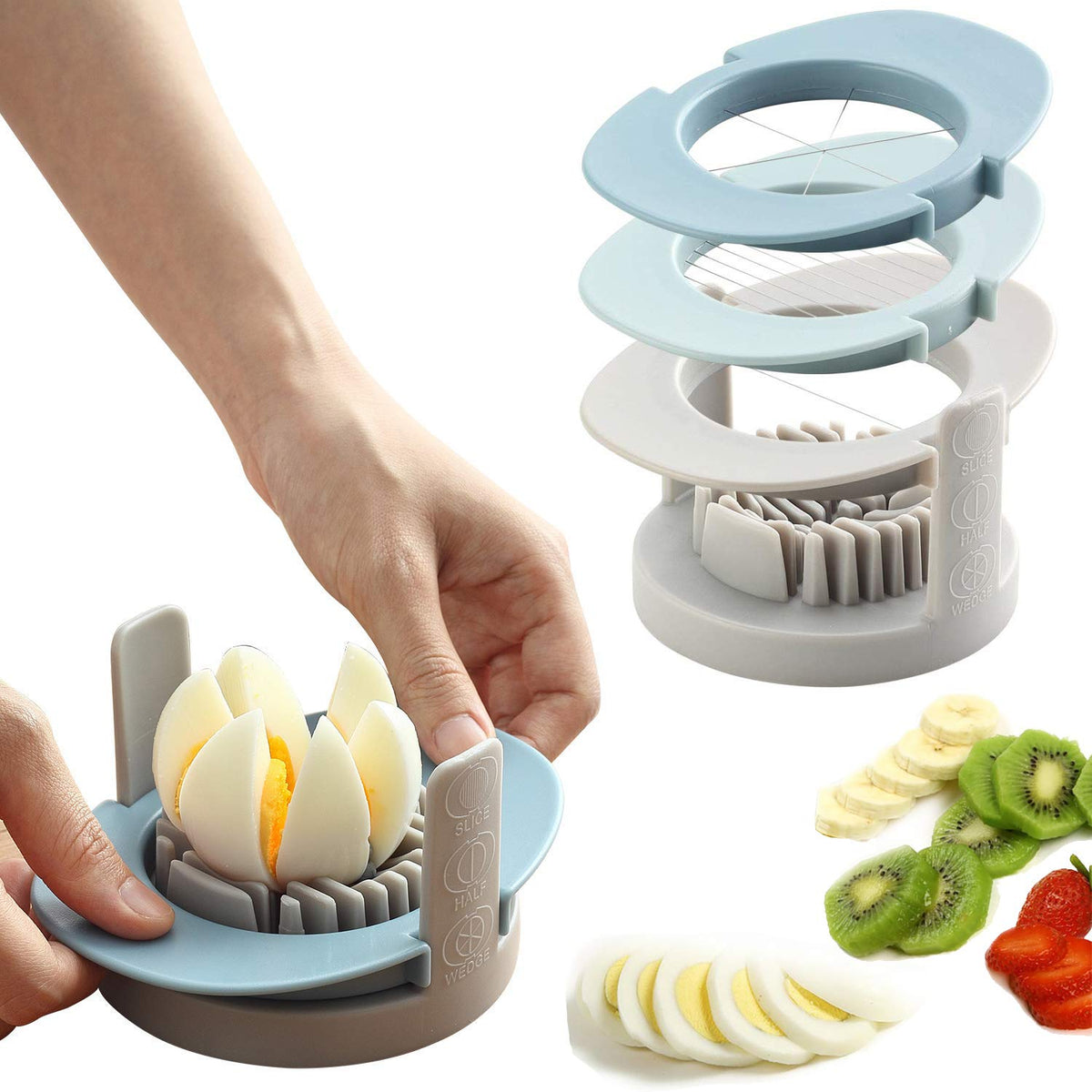 Ruibo Strawberry Slicer/Cutter With Stainless Steel Cutting Wires for Hard Boiled Egg Slicer Multicolour