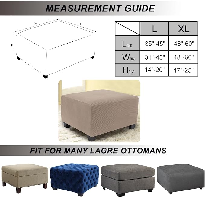 NeColorLife Stretch Ottoman Cover Square Soft Knitted Jacquard Washable Thick