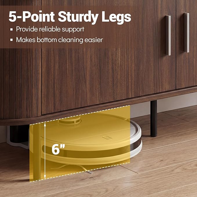 Tangkula Fluted TV Stand for TVs up to 60”, Mid Century Curved Entertainment