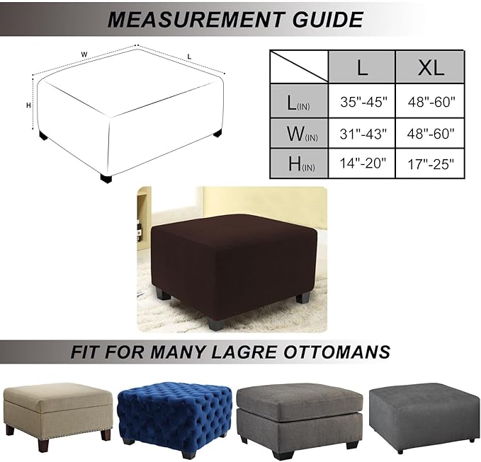 NeColorLife Stretch Ottoman Cover Square Oversized Soft Knitted Jacquard Thick