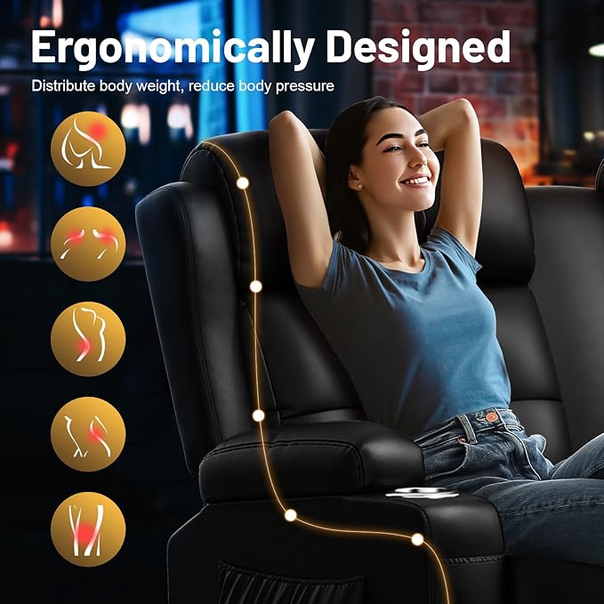Loveseat Recliner Sofa, Home Theater Seating Massage Reclining Couch