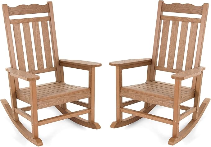 Stoog Patio Rocking Chairs Set of 2, All-Weather Outdoor & Indoor Porch Rocker