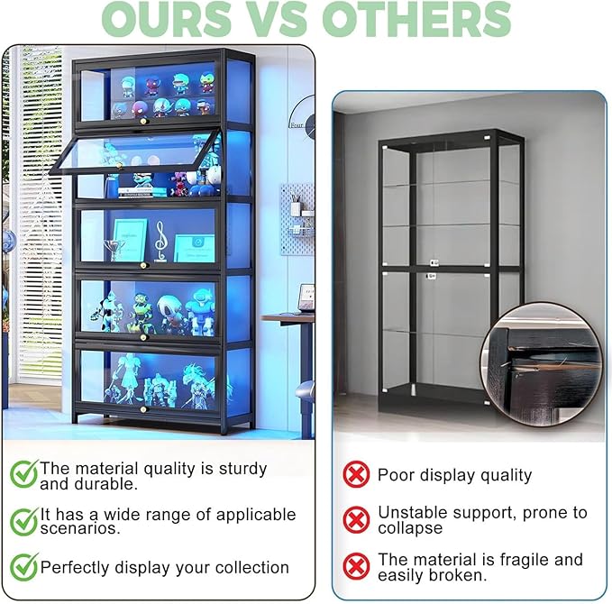Display Cabinet with Acrylic Glass Doors 67.7'' Tall Curio Cabinet