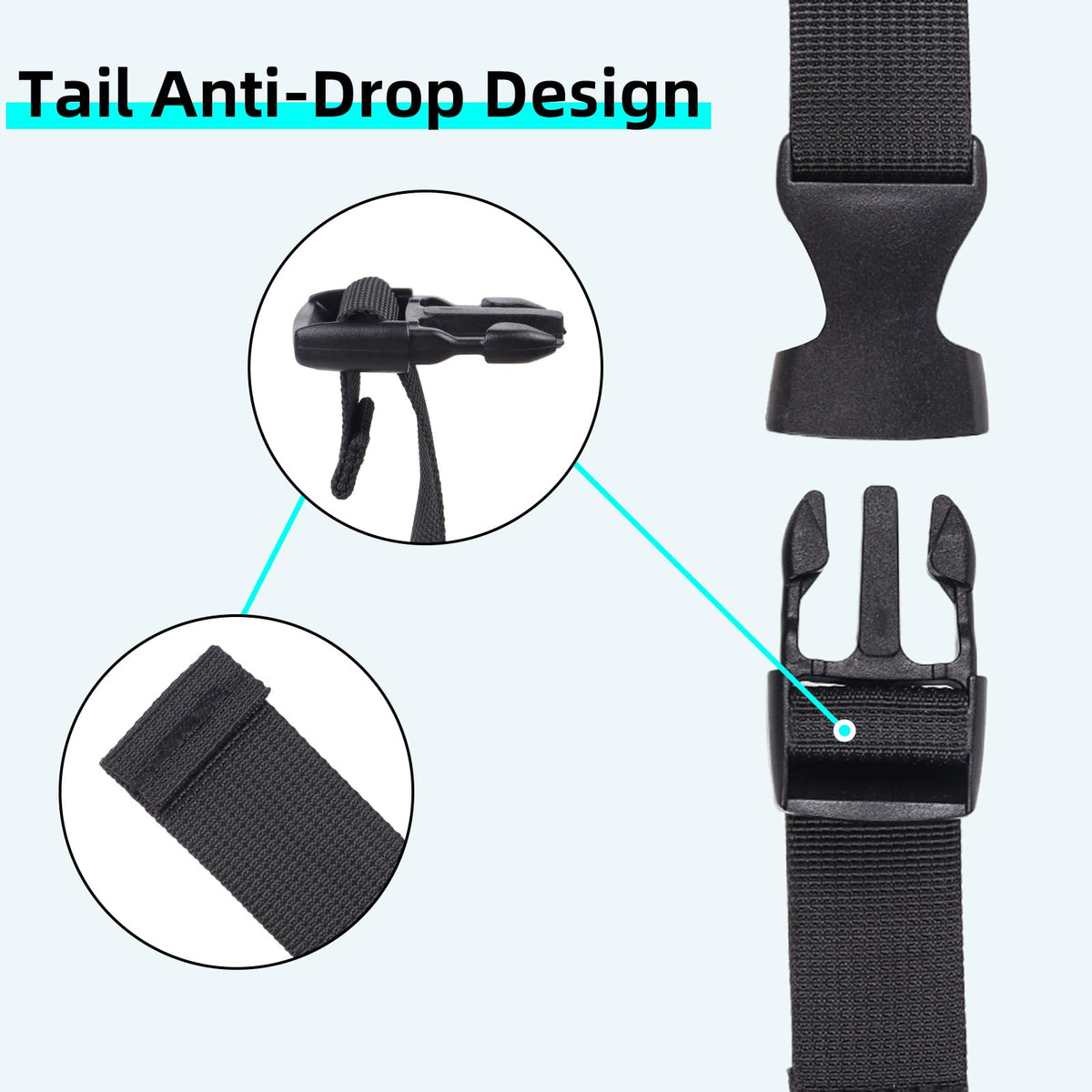 Utility Straps with Quick Release Buckle 47inch, 6 Pcs Nylon Backpack Luggage Straps, Black Adjustable Strap for Packing Travel Outdoor Sports