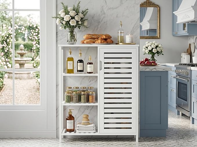 HITNET Bathoom Storage Cabinet, Bamboo Floor Cabinet