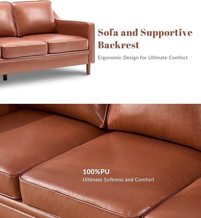 Kingfun Living Room Furniture Sets, 3 Seater Couch and Loveseat, Mid Century