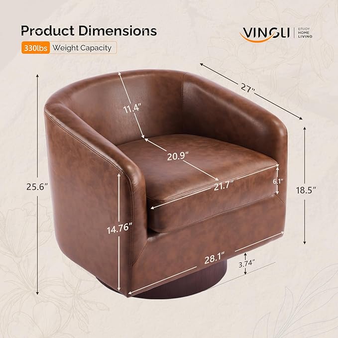 VINGLI 360°Swivel Accent Chair