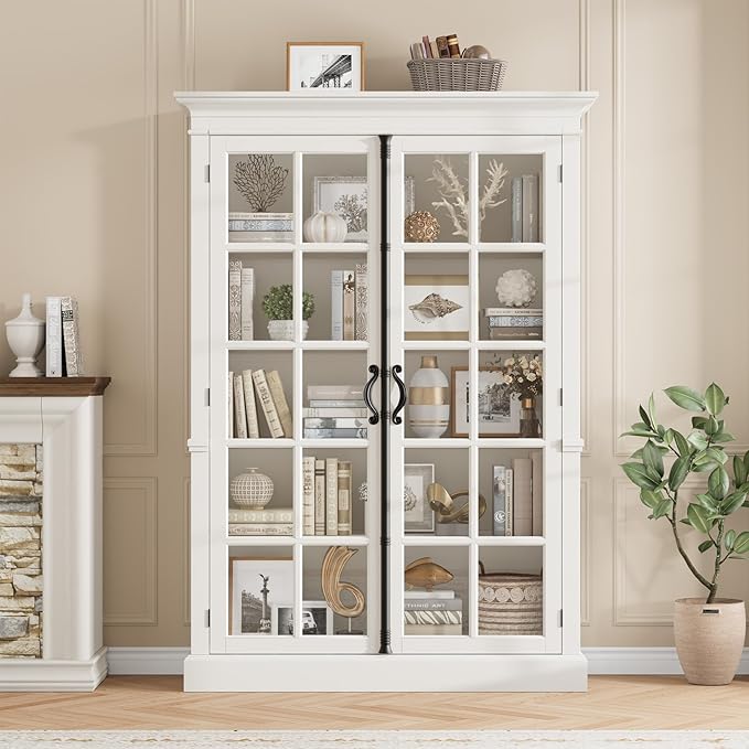 QUW Modern 65" Display Cabinet, 5-Tier Bookcase