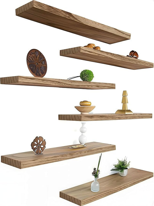YYWUOJJ Wood Floating Shelves for Wall Decor, Rustic Wall Shelves for Bedroom