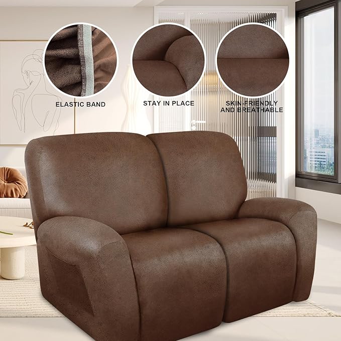 ANARACHON Loveseat Recliner Cover Leather Look Recliner Loveseat Covers