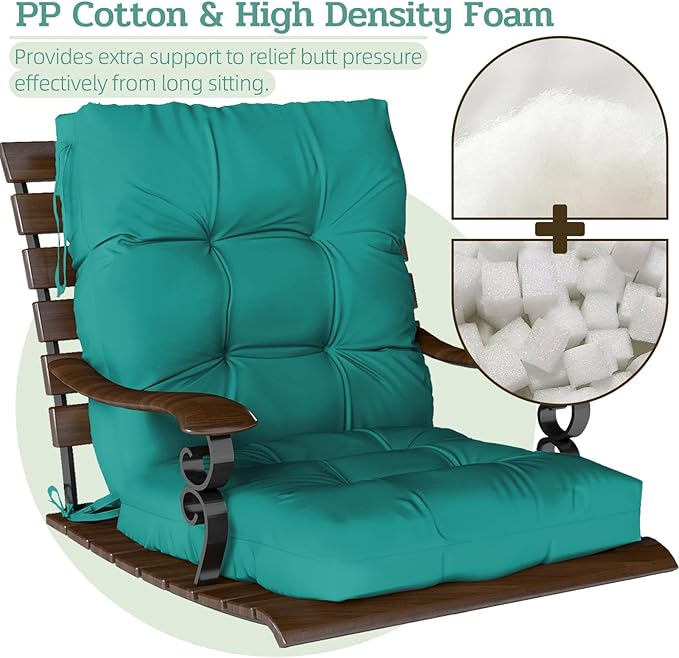 Outdoor Chair Cushions Set of 2, High Back Soft Seat Pad