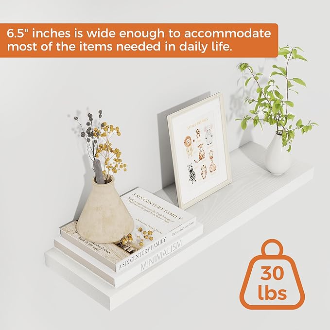 Fun Memories Floating Shelves for Wall, 22.5" Rustic Wood Deep Wall Mounted