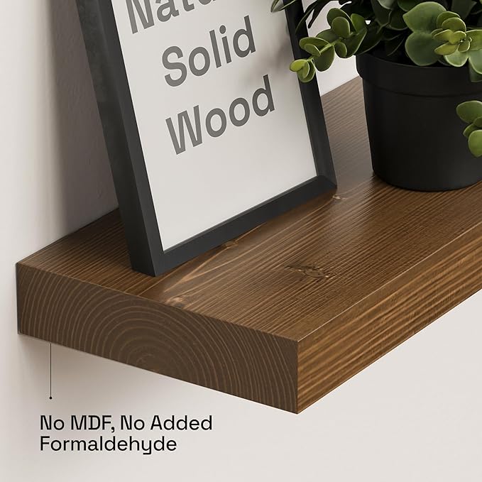 BAOBAB WORKSHOP Wood Floating Shelves, Bathroom Shelf 24 inch, Walnut Floating
