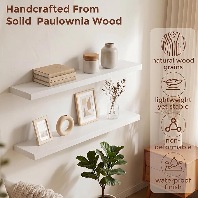 fuqing 40 Inch Floating Shelves | 6.7 Inch Deep White Shelves