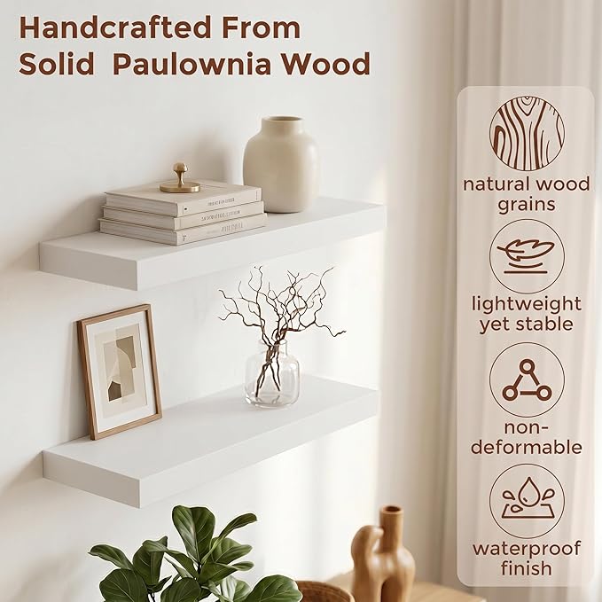 fuqing 20 Inch Floating Shelves | 6.7 Inch Deep White Shelves