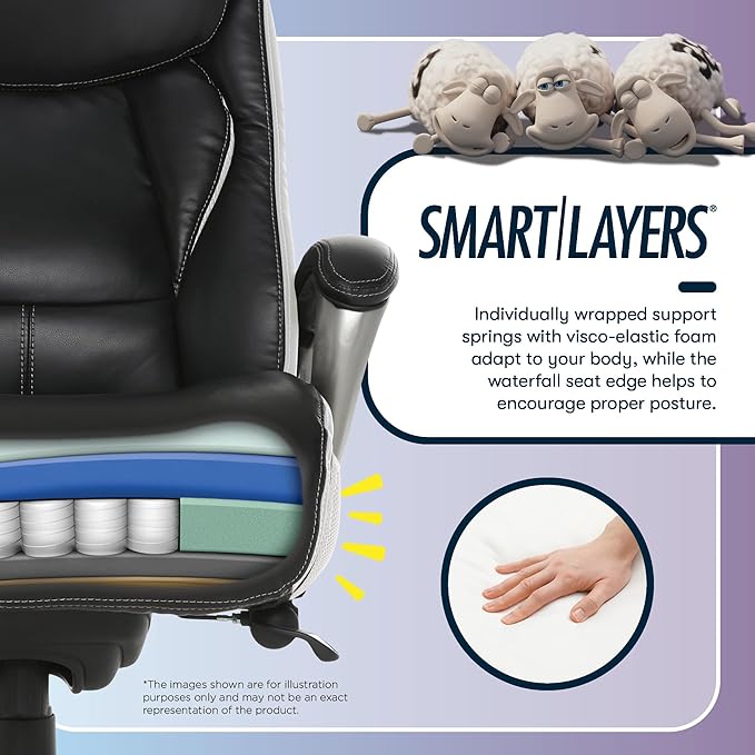 Serta® Lautner Executive Home Office Desk Chair, Ergonomic High-Back