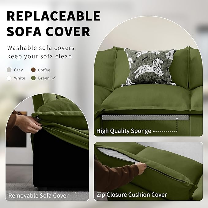 2 Seat with Ottoman L Shape Modular Sectional Couch Sofa