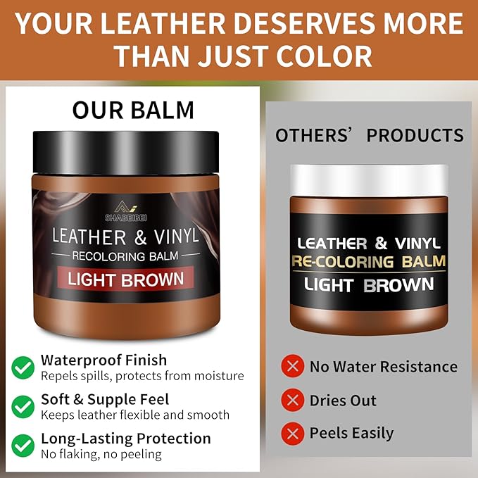 Leather Recoloring Balm and Scratch Repair Kit, Light Brown Leather Restorer