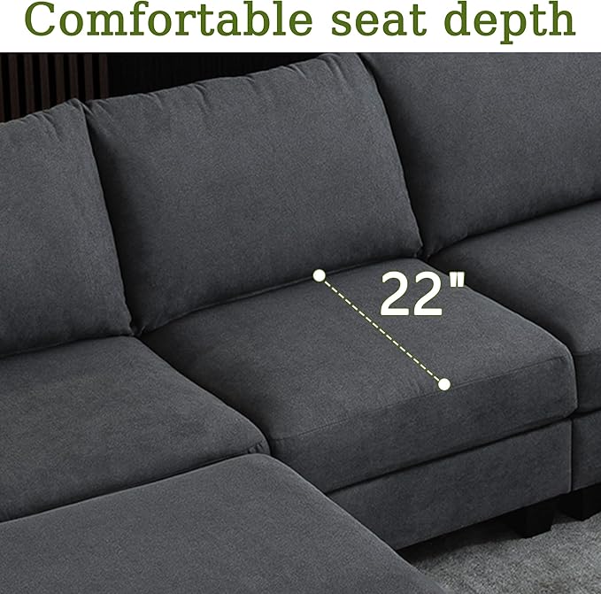 122.8" Large Sectional Couches for Living Room, 6 Seater L Shaped Modular