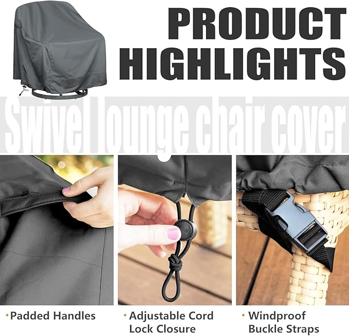 Outdoor Swivel Lounge Chair Cover, Waterproof Heavy Duty Outdoor Chair Covers