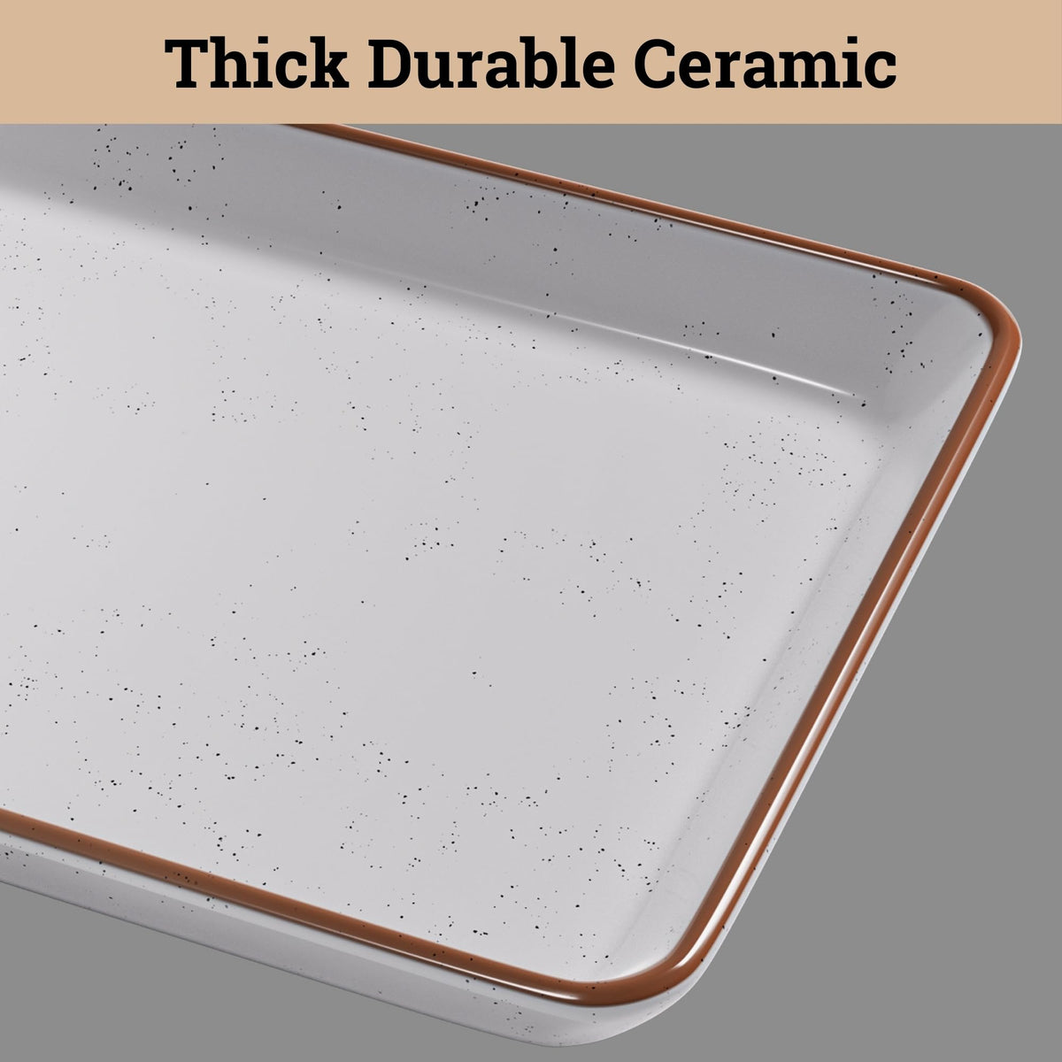 Ceramic Serving Platter Set of 3 - 16 / 14 / 12 Inches Oven Safe Serving Dishes for Entertaining - Platters and Trays - Porcelain Plates - Ceramic Grilling Platter - Rectangular Plates - Turkey Dishes