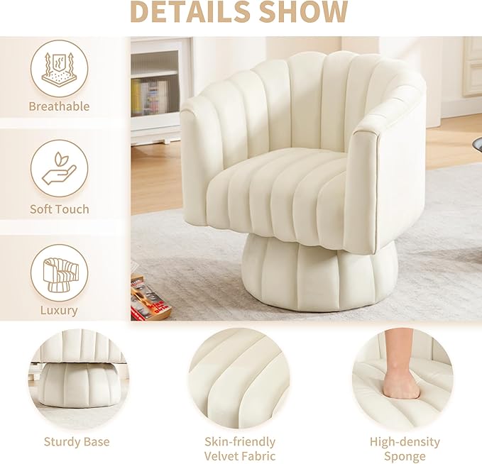 Swivel Accent Barrel Chair Set of 2- Cute Comfy Small Round 360° Arm Chair