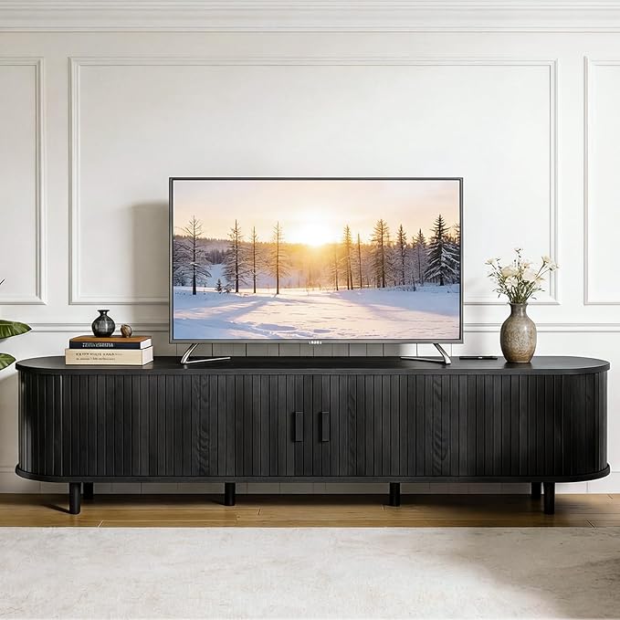 80" Mid Century Modern TV Stand, Wood TV Consoles
