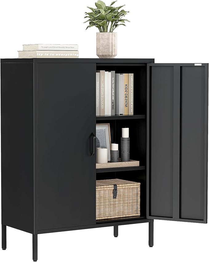 Bevivog Metal Locker Storage Cabinet, Home Office Metal Storage Cabinet Small