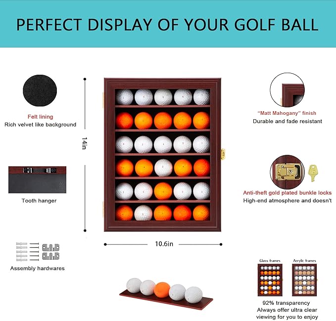 KCRasan 30 Golf Ball Display Case Lockable