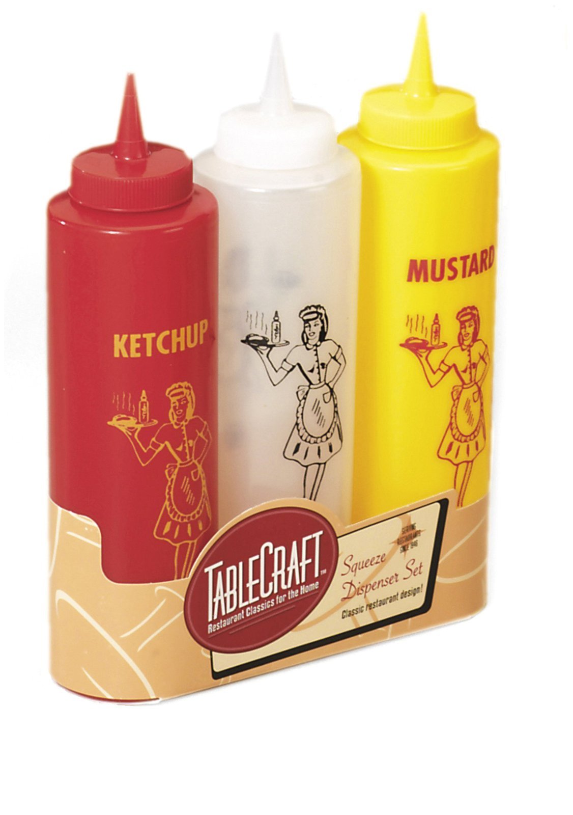 TableCraft 3-Piece Nostalgia Squeeze Bottle Set, 12-Ounce