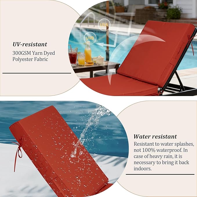 80x26x4in Lounge Cushions for Outdoor Furniture, Outdoor Lounge Chair Cushions