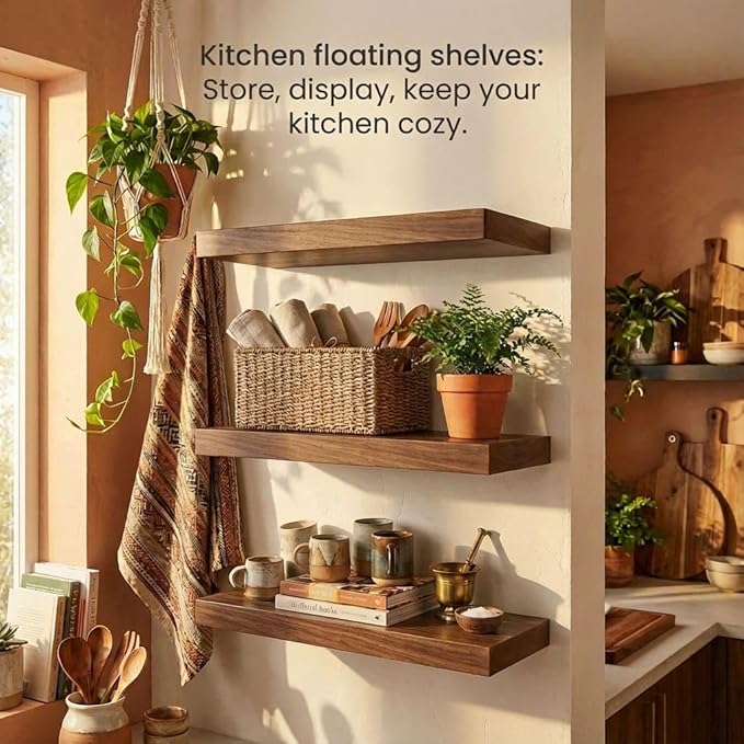 SAUMONIERES Floating Shelves Wall Shelf Solid Wood