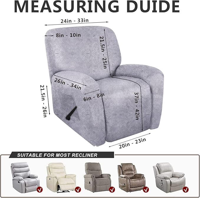 ANARACHON Recliner Chair Covers Leather Like, 4 Pieces Recliner Cover