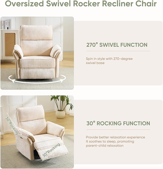 Power Swivel Rocker Recliner, Glider Recliner Nursery Chair