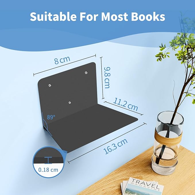 FENTEC Floating Book Shelves for Wall, Wall Mounted Invisible Floating Bookshelf