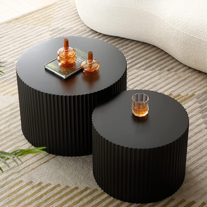 Black Round Coffee Table Set of 2