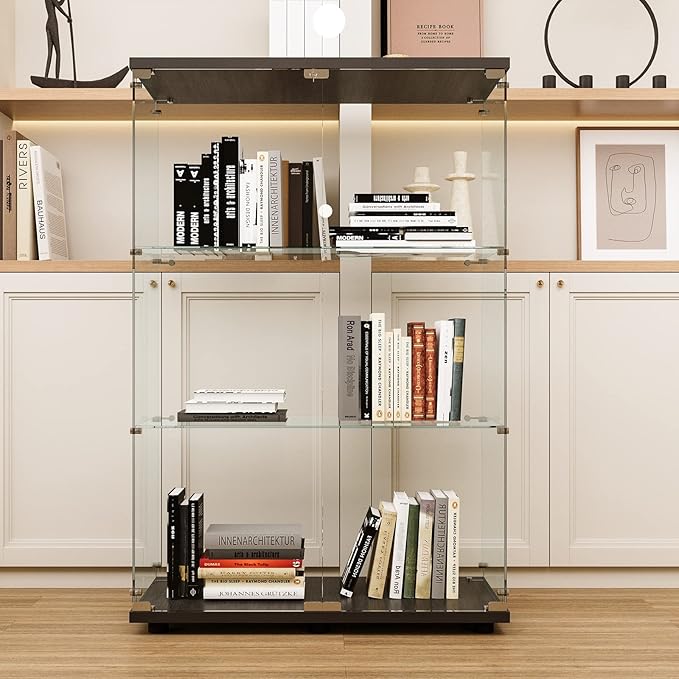 FLYMUHJIA Glass Display Corner Cabinets Storage